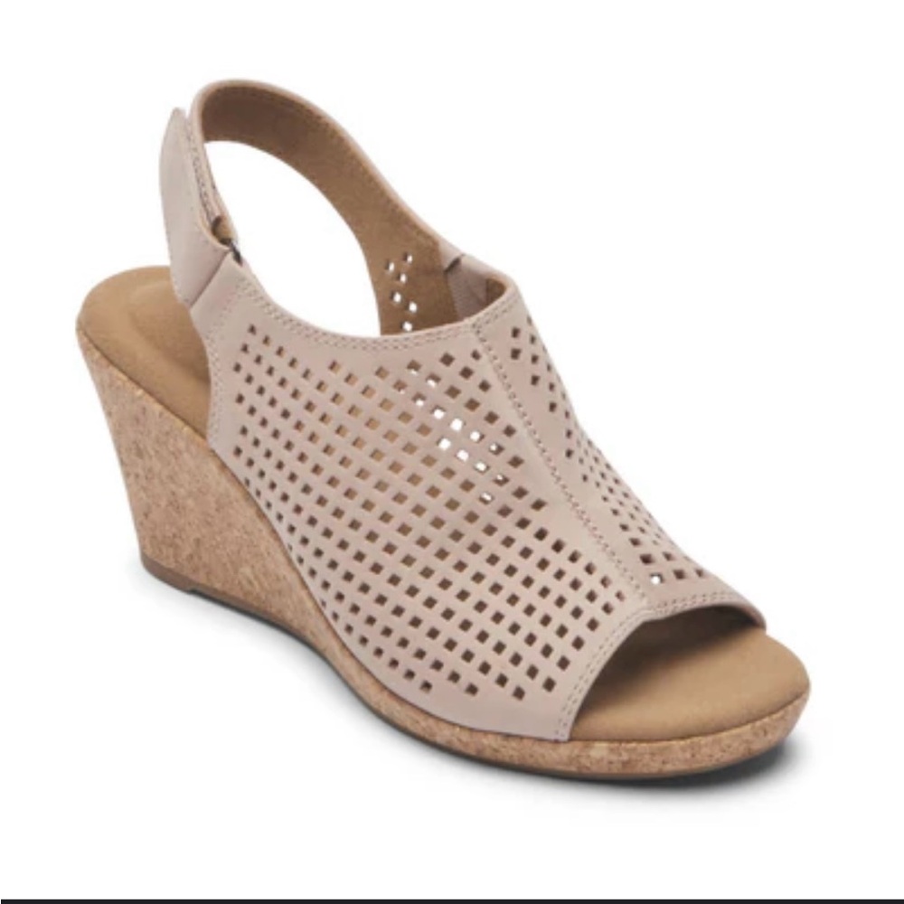Rockport Briah. Elegant Beige Wedge Sandals